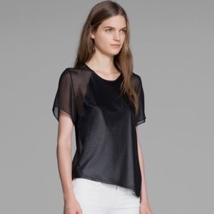 HELMUT LANG- Vena Sheer Panel Baseball Tee
